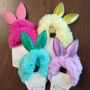 Fluffy Bunny Ear Hair Ties NWT